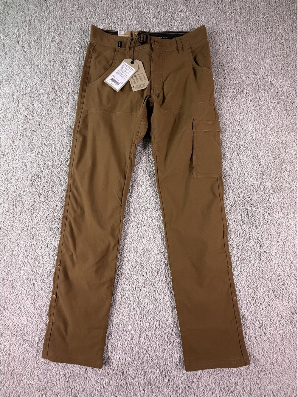 NEW Prana Brion II Pants 28 X 32 Stretch Slim Fit Tapered Cargo Sepia Brown